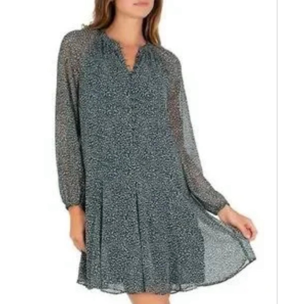 Joie Dress size XL Green & White Polka Dot Arctic Mid Balloon Sleeve Boho 90’s - Picture 13 of 14